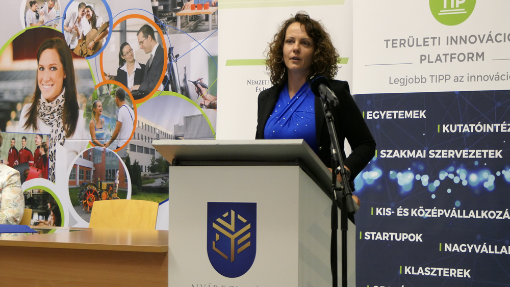 Sebők Katalin az NKFI Hivatal vállalati innovációs elnökhelyettese. Fotó: Nyíregyházi Egyetem