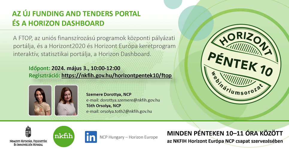 HorizontPéntek10 - Az új Funding and Tenders Portal (FTOP) és a Horizon Dashboard