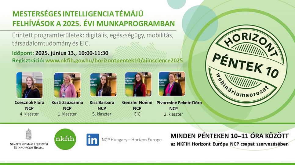 HorizontPéntek10 - Mesterséges intelligencia témájú felhívások a 2025. évi munkaprogramokban (2025. június 13.)