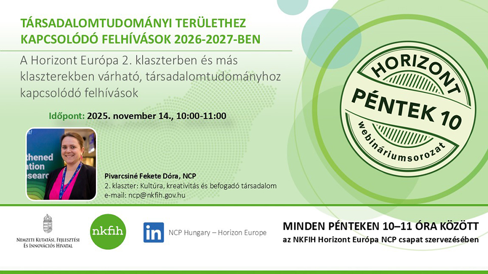 HorizontPéntek10 - Társadalomtudományhoz kapcsolódó felhívások a 2026-2027-es munkaprogramban (2025. november 14.)