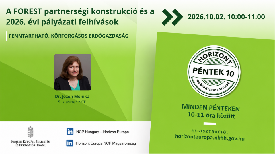 HorizontPéntek10 - A FOREST partnerségi konstrukció és a 2026-os pályázati felhívások (2026. október 2.)