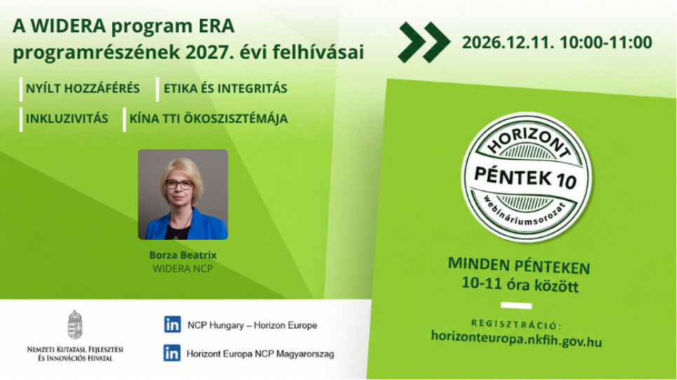 HorizontPéntek10 - A WIDERA program ERA programrészének 2027. évi felhívásai (2026. december 11.)